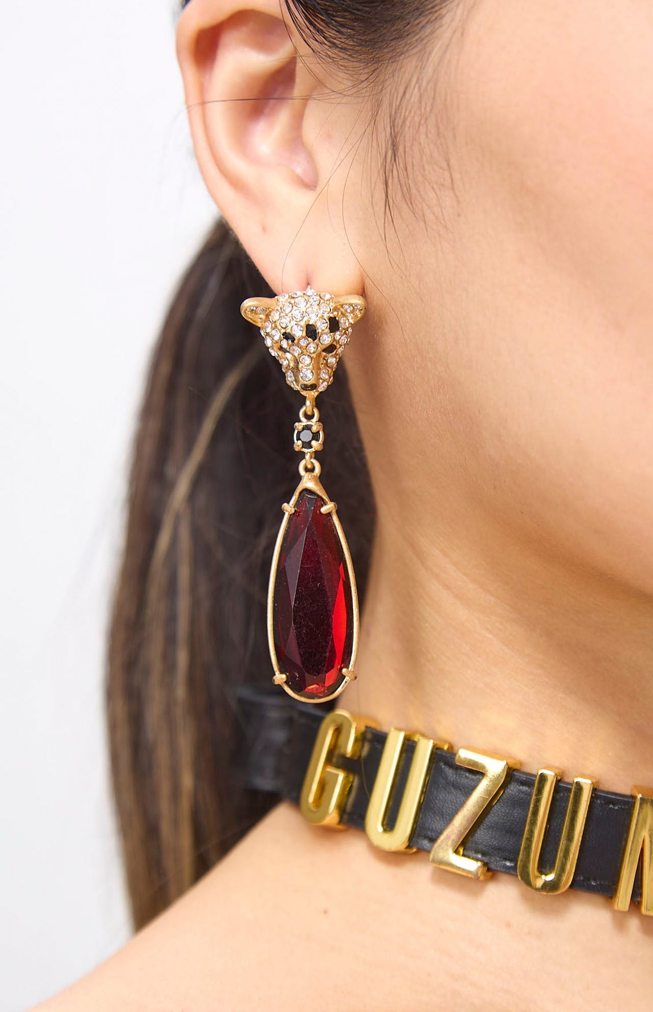 Jita Leopard Head Shape Diamond Vintage Earrings