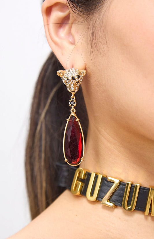 Jita Leopard Head Shape Diamond Vintage Earrings