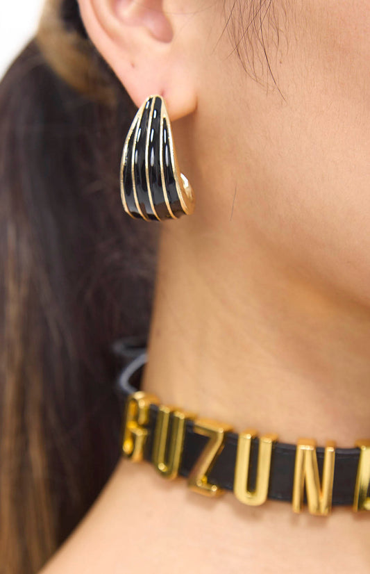 Leaf Black Golden Vintage Earrings