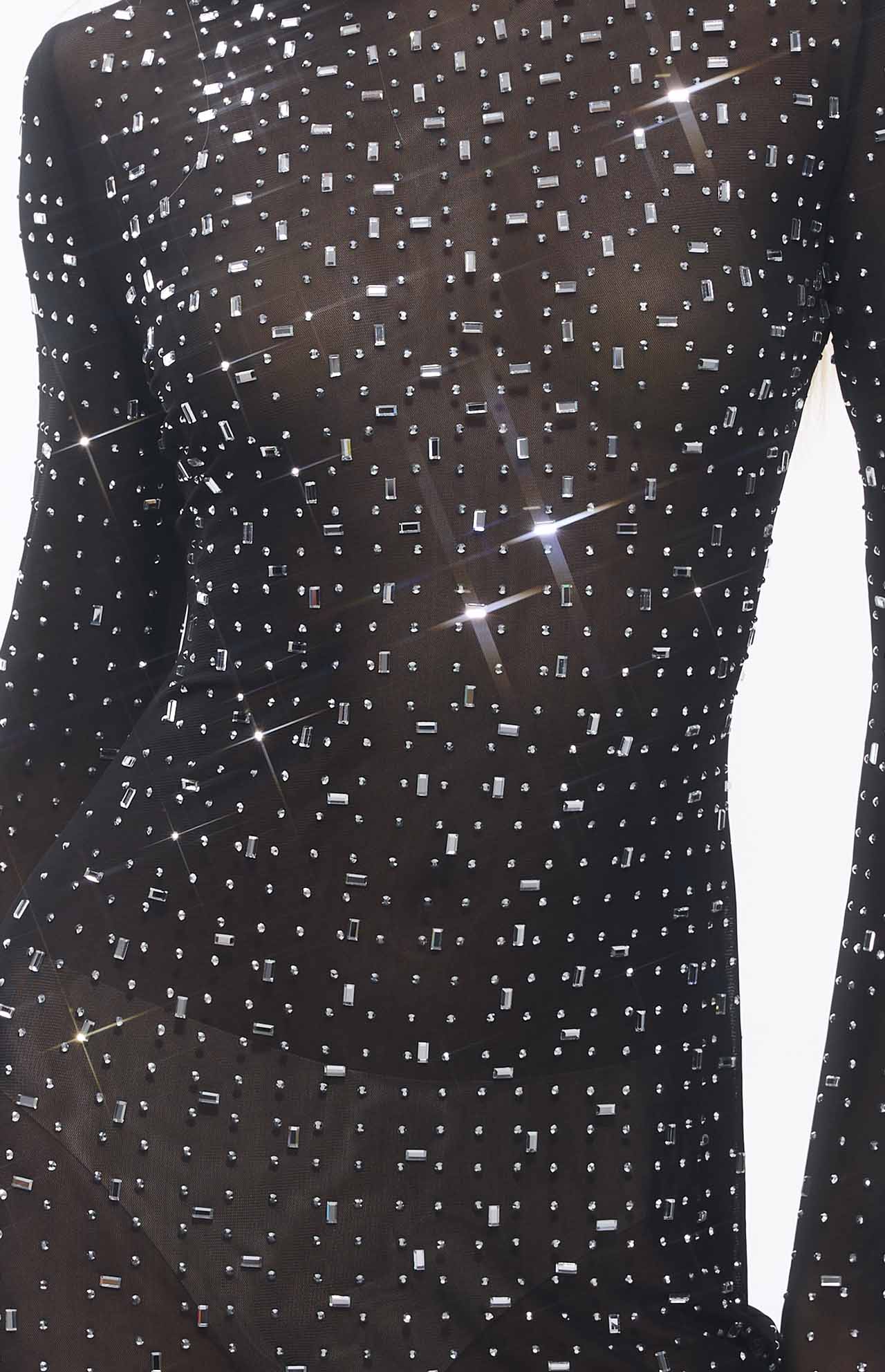 Sasso Crystal Mesh Maxi Dress Black