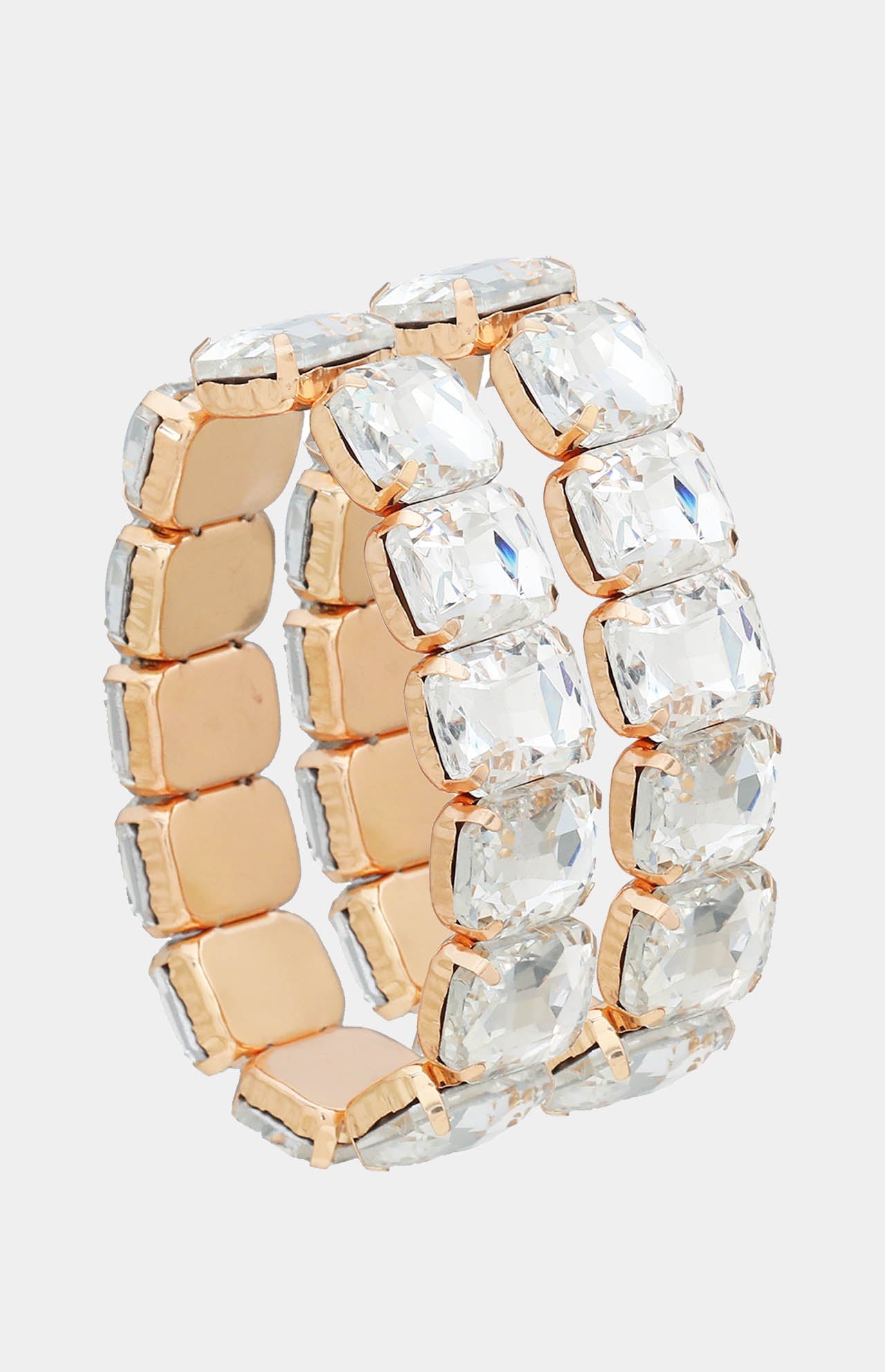 Squared Crystal Stretchable Bracelet Doubled